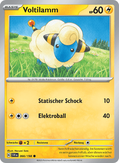Voltilamm 066/198 Karmesin & Purpur Pokémon Karte