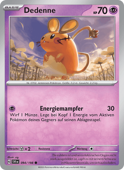 Dedenne 094/198 Karmesin & Purpur Pokémon Karte