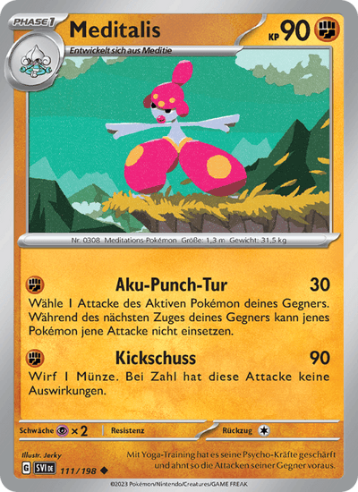 Meditalis 111/198 Karmesin & Purpur Pokémon Karte