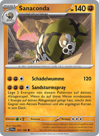 Sanaconda 120/198 Karmesin & Purpur Pokémon Karte