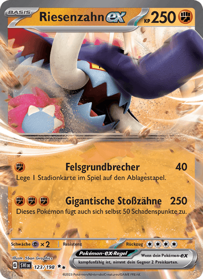 Riesenzahn-ex 123/198 Karmesin & Purpur Pokémon Karte