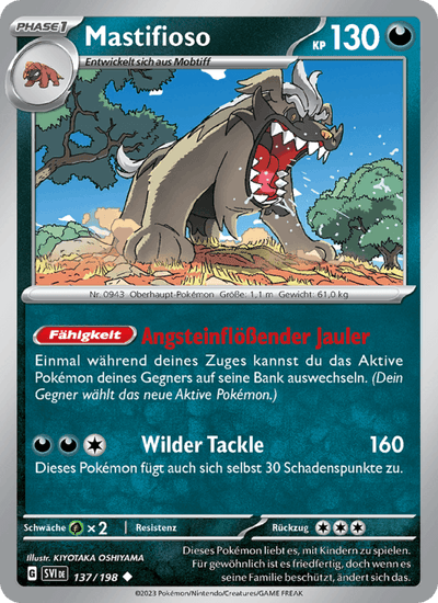 Mastifioso 137/198 Karmesin & Purpur Pokémon Karte