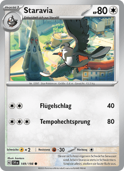 Staravia 149/198 Karmesin & Purpur Pokémon Karte
