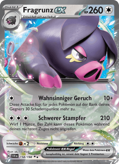 Fragrunz-ex 158/198 Karmesin & Purpur Pokémon Karte