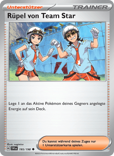 Rüpel von Team Star 195/198 Karmesin & Purpur Pokémon Karte