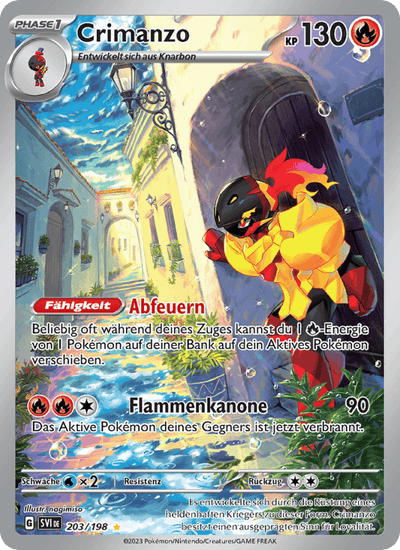 Crimanzo 203/198 Karmesin & Purpur Pokémon Karte