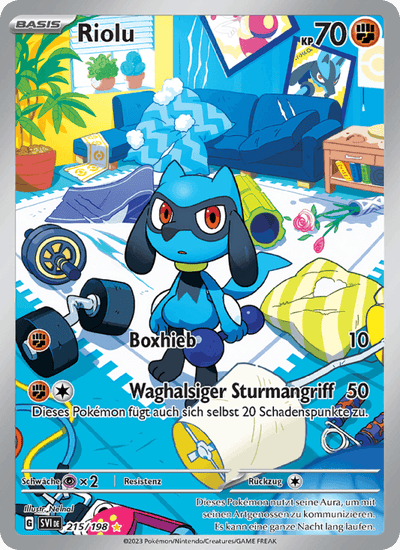 Riolu 215/198 Karmesin & Purpur Pokémon Karte
