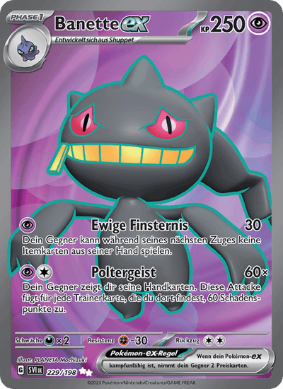 Banette-ex 229/198 Karmesin & Purpur Pokémon Karte