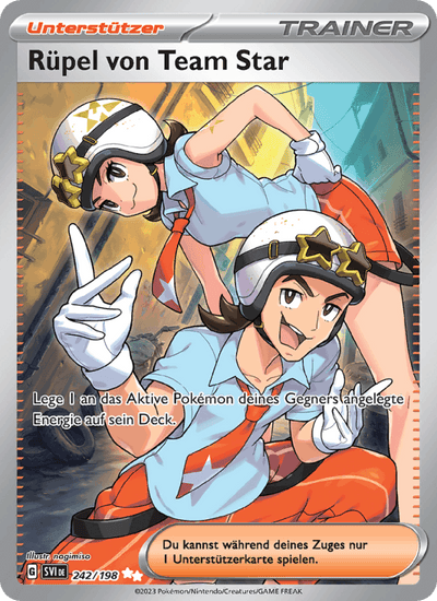 Rüpel von Team Star 242/198 Karmesin & Purpur Pokémon Karte