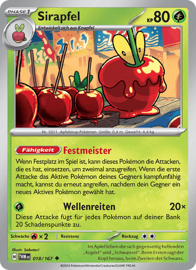 Sirapfel 018/167 Maskerade im Zwielicht Pokémon Karte