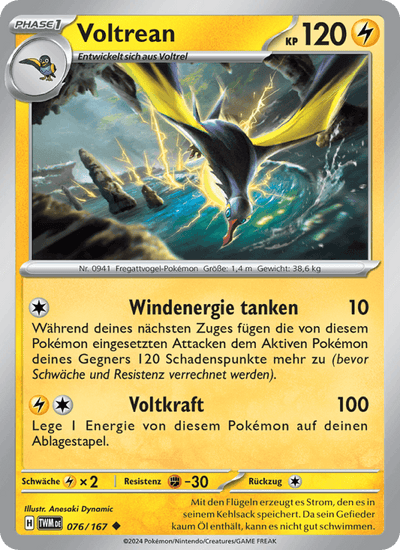 Voltrean 076/167 Maskerade im Zwielicht Pokémon Karte