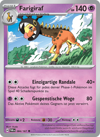 Farigiraf 084/167 Maskerade im Zwielicht Pokémon Karte