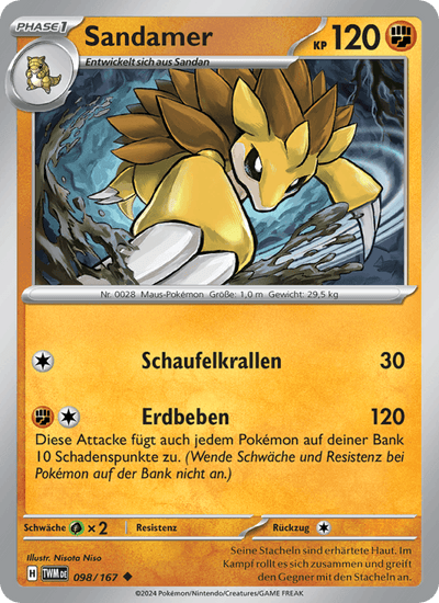 Sandamer 098/167 Maskerade im Zwielicht Pokémon Karte