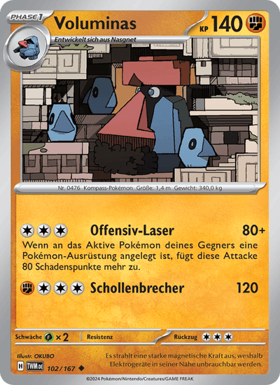 Voluminas 102/167 Maskerade im Zwielicht Pokémon Karte