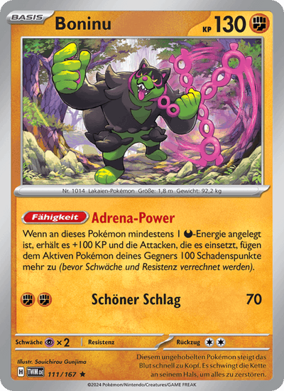 Boninu 111/167 Maskerade im Zwielicht Pokémon Karte