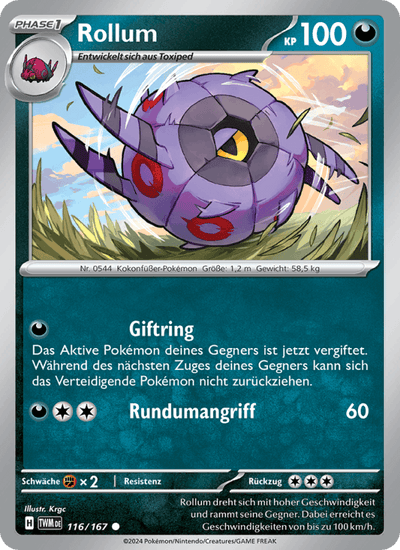 Rollum 116/167 Maskerade im Zwielicht Pokémon Karte