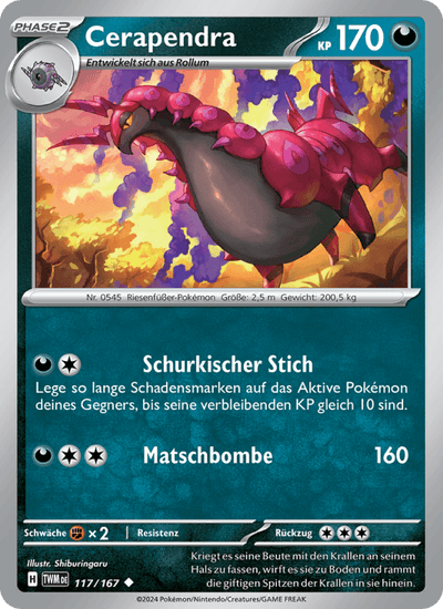 Cerapendra 117/167 Maskerade im Zwielicht Pokémon Karte