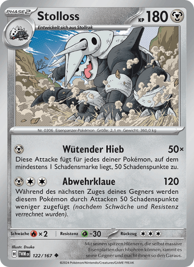 Stolloss 122/167 Maskerade im Zwielicht Pokémon Karte
