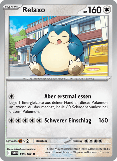Relaxo 136/167 Maskerade im Zwielicht Pokémon Karte