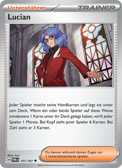 Lucian 157/167 Maskerade im Zwielicht Pokémon Karte