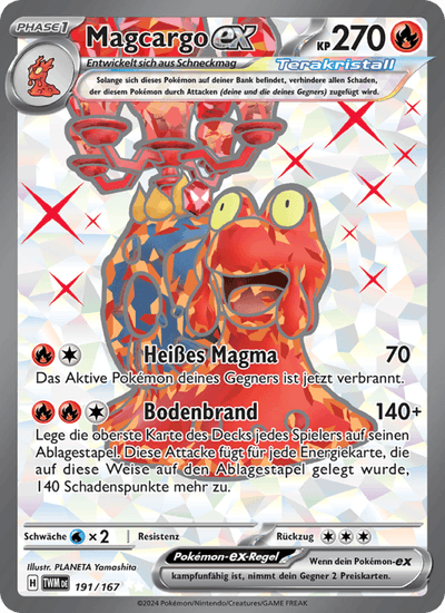 Magcargo-ex 191/167 Maskerade im Zwielicht Pokémon Karte