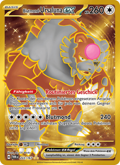Blutmond-Ursaluna-ex 222/167 Maskerade im Zwielicht Pokémon Karte