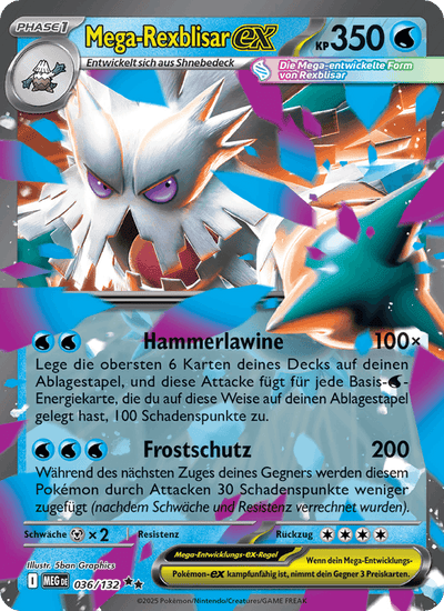 Mega-Rexblisar-ex 036/132 Mega-Entwicklung Pokémon Karte