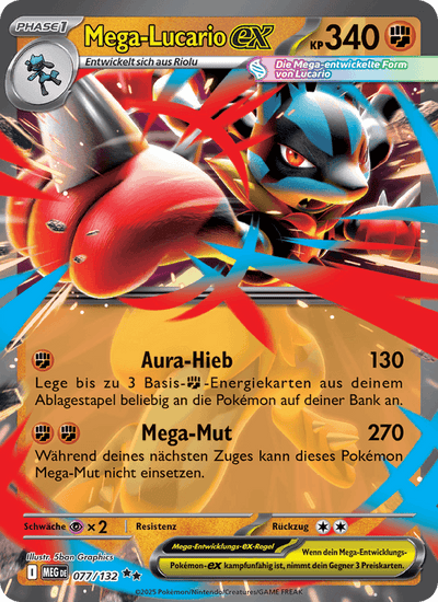 Mega-Lucario-ex 077/132 Mega-Entwicklung Pokémon Karte