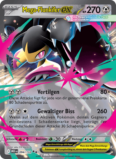 Mega-Flunkifer-ex 094/132 Mega-Entwicklung Pokémon Karte