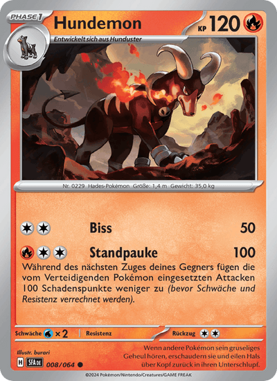 Hundemon 008/064 Nebel der Sagen Pokémon Karte