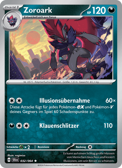 Zoroark 032/064 Nebel der Sagen Pokémon Karte