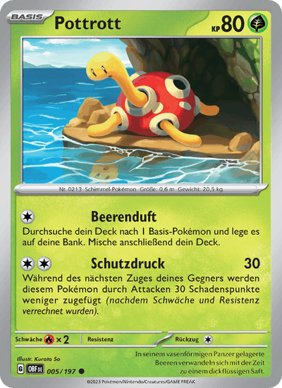 Pottrott 005/197 Obsidianflammen Pokémon Karte