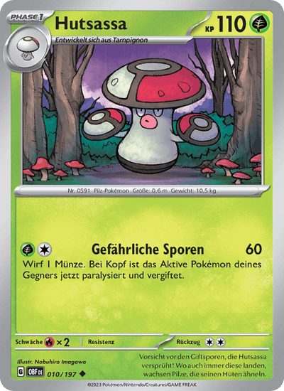Hutsassa 010/197 Obsidianflammen Pokémon Karte