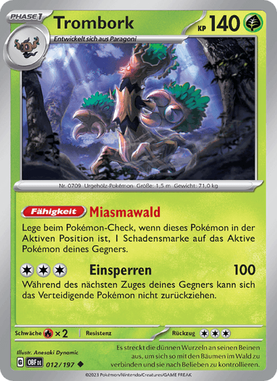 Trombork 012/197 Obsidianflammen Pokémon Karte