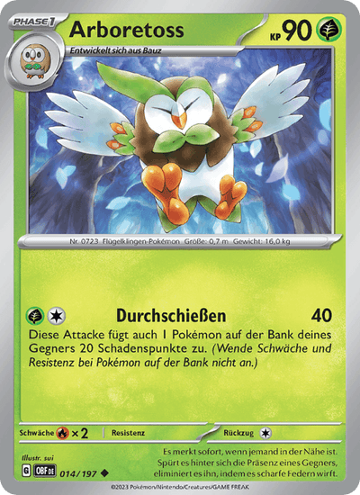 Arboretoss 014/197 Obsidianflammen Pokémon Karte