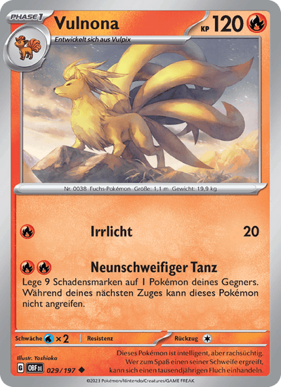 Vulnona 029/197 Obsidianflammen Pokémon Karte