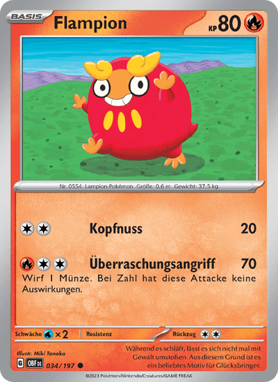 Flampion 034/197 Obsidianflammen Pokémon Karte