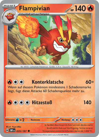 Flampivian 035/197 Obsidianflammen Pokémon Karte