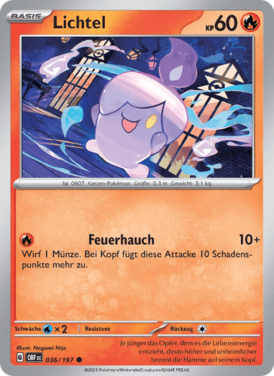 Lichtel 036/197 Obsidianflammen Pokémon Karte