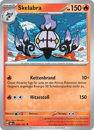 Skelabra 038/197 Obsidianflammen Pokémon Karte