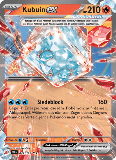 Kubuin-ex 042/197 Obsidianflammen Pokémon Karte