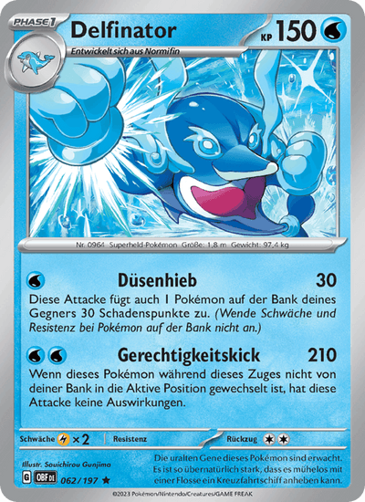 Delfinator 062/197 Obsidianflammen Pokémon Karte