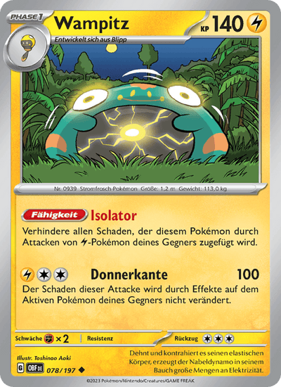 Wampitz 078/197 Obsidianflammen Pokémon Karte