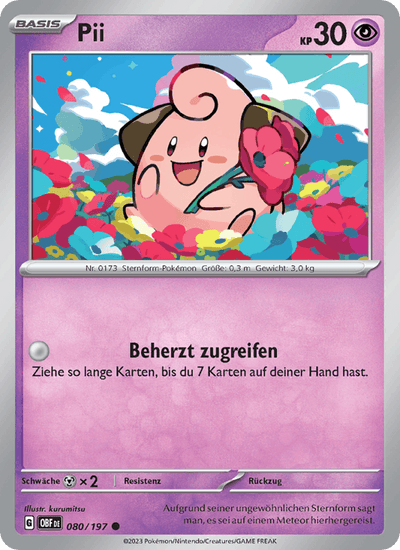 Pii 080/197 Obsidianflammen Pokémon Karte