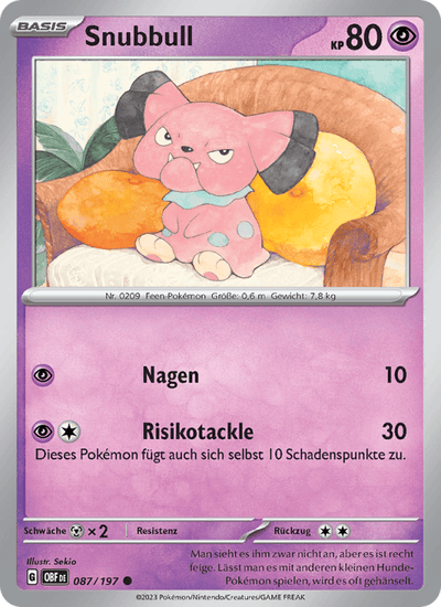 Snubbull 087/197 Obsidianflammen Pokémon Karte