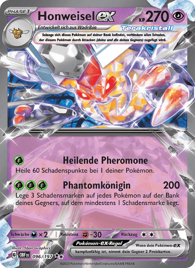 Honweisel-ex 096/197 Obsidianflammen Pokémon Karte