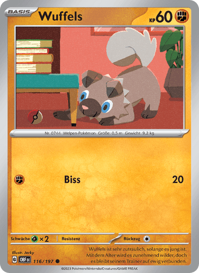 Wuffels 116/197 Obsidianflammen Pokémon Karte