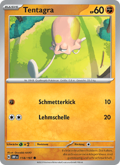 Tentagra 118/197 Obsidianflammen Pokémon Karte
