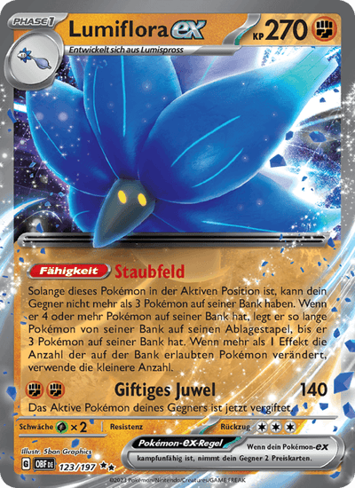 Lumiflora-ex 123/197 Obsidianflammen Pokémon Karte