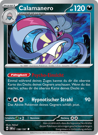 Calamanero 138/197 Obsidianflammen Pokémon Karte